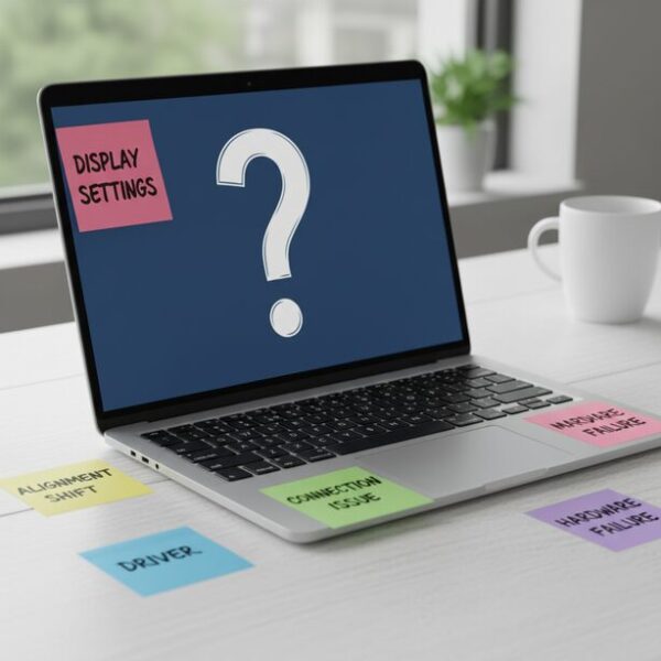 デュアルモニターでマウスが行き来できない5つの主な原因。表示設定の問題、ディスプレイの物理的な配置とのズレ、接続ケーブルの不良、グラフィックドライバー、ハードウェアの故障などが考えられる。