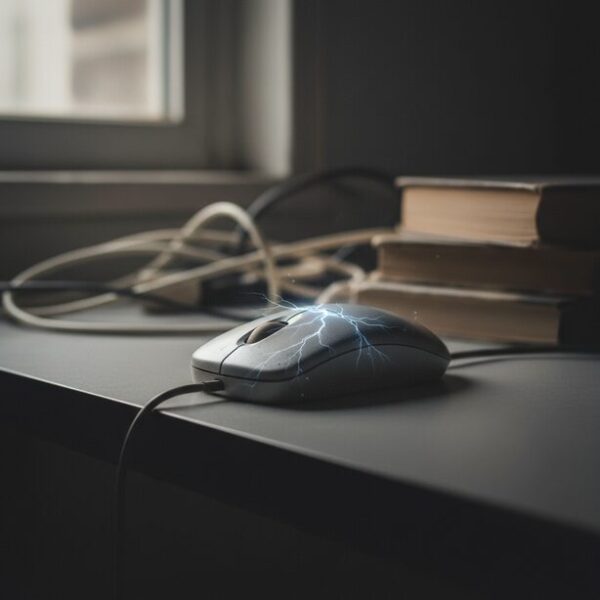 様々な対処法を試しても直らないマウスのダブルクリック問題は、物理的な故障や寿命の可能性が高い。買い替えや修理を検討するタイミングが来たことを示す、使い古されたマウスのイメージ。