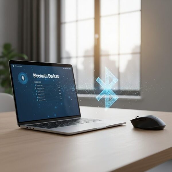 Bluetoothマウスとパソコンの再接続(再ペアリング)のイメージ。右クリックの不具合など接続が不安定な場合に有効な対処法。OSの設定画面から一度デバイスを削除し、再度接続し直す手順を示す。