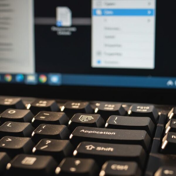 マウスなしでクリックや右クリックを行う代替操作。Enterキーで決定、アプリケーションキーやShift+F10のショートカットでコンテキストメニューを表示させるキーボード中心の操作方法。