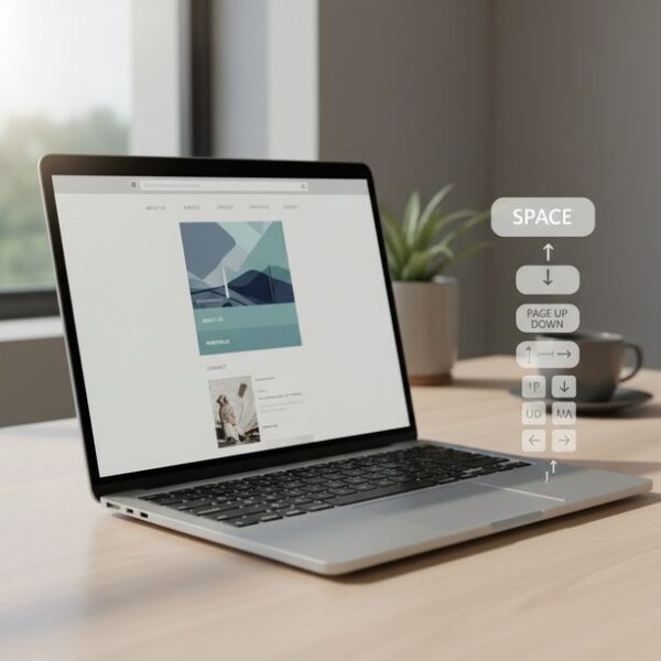タッチパッドを使わずにキーボードでページを快適にスクロールする方法。スペースキーやPageUp/Downキーを活用することで、長い文書やウェブサイトを効率的に閲覧するテクニック。