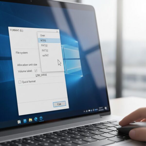USBメモリが認識しない時の対処法として、PCでフォーマット形式を確認・変更する手順。スマホやPCで共通して使える万能な「exFAT」形式にフォーマットし直すことで問題を解決する。