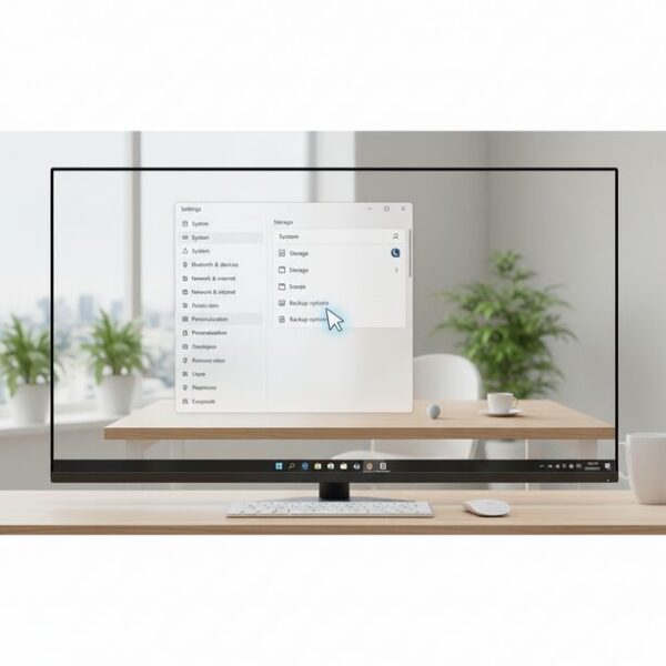 最新OSであるWindows 11の「設定」画面。「システム」の「記憶域」から「ファイル履歴」の設定を開き、USBメモリをバックアップドライブとして追加する具体的な操作方法。